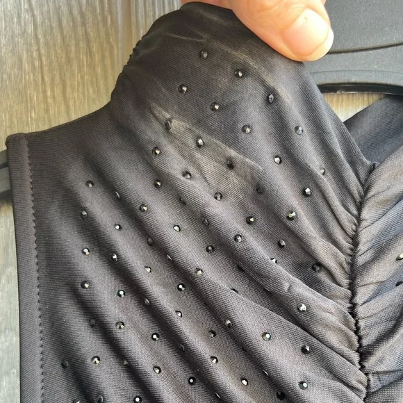 NWT Sofia Vergara Black Beaded Bodycon Midi Dress Size Medium 8/10 - Picture 4 of 12